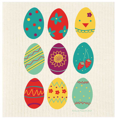 Colorful Easter Egg Grid Swedish Dishcloth