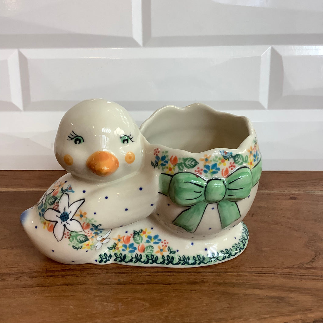 Galia White floral Duck with container
