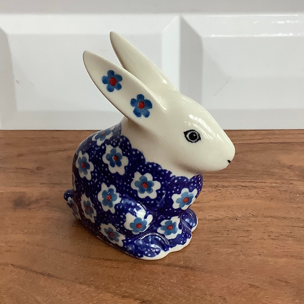 Blue Flower Rabbit Figurine
