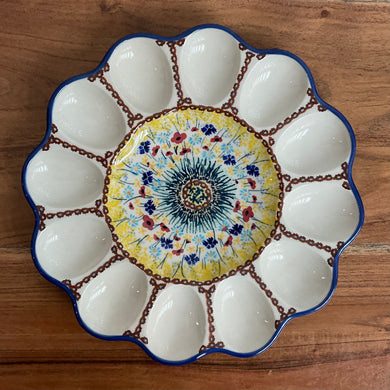 Yellow and floral Egg Plate