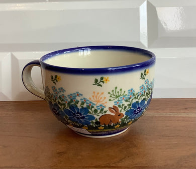 Kalich blue flower and bunny latte mug