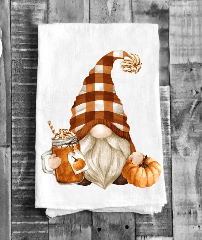 Pumpkin spice latte gnome towel