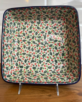 Holly Berry Deep Large Square Baker