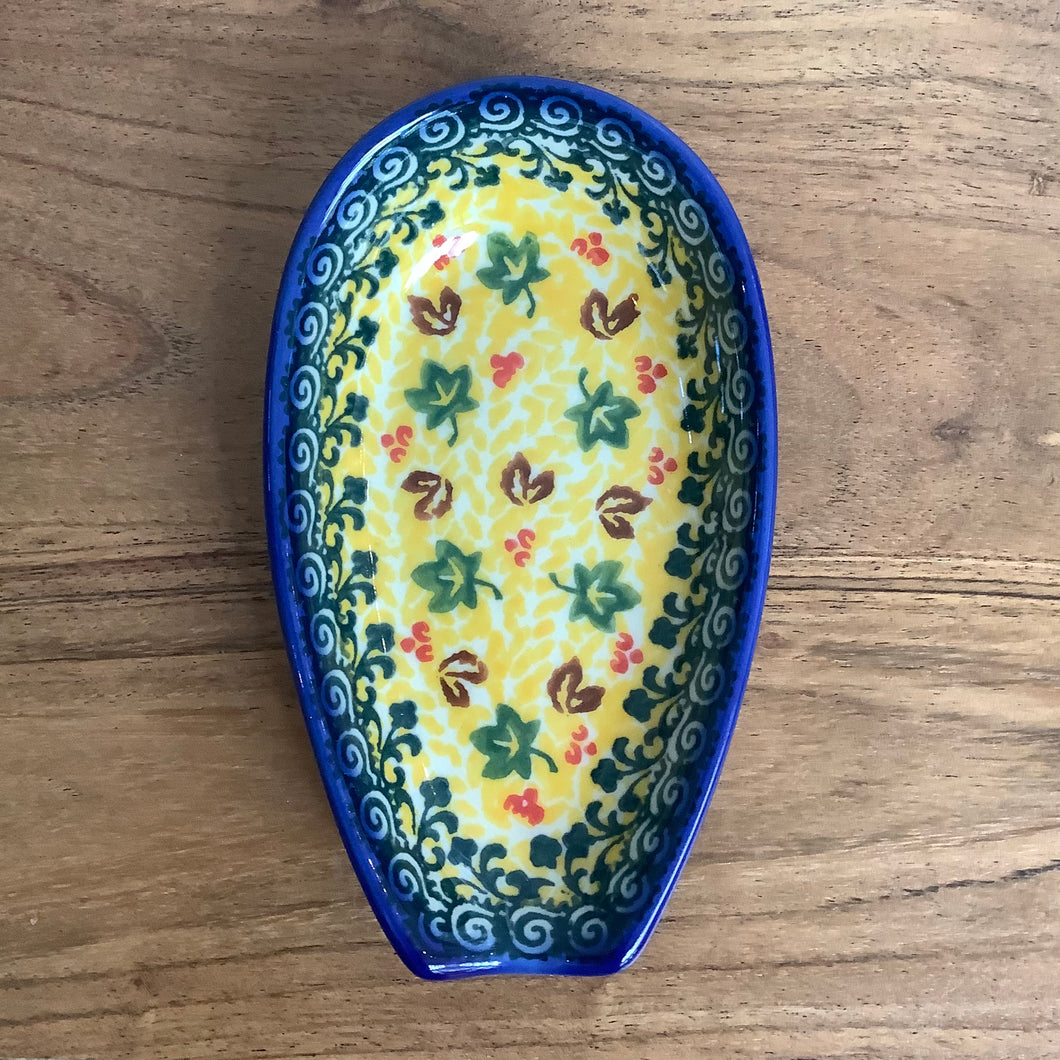 Kalich yellow with leaves spoon rest